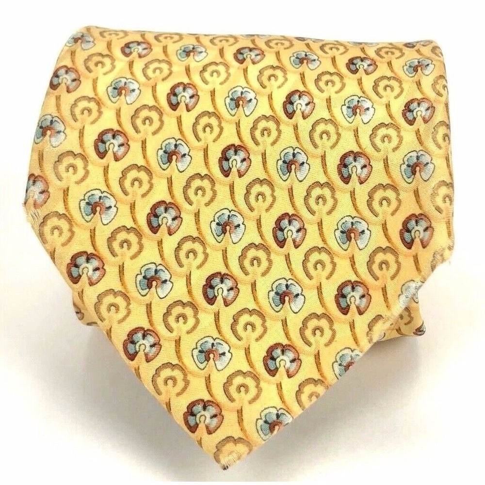 ERMENEGILDO ZEGNA Tie Silk Elegant Floral Necktie 100% Silk Made Italy 3.5 x 60"